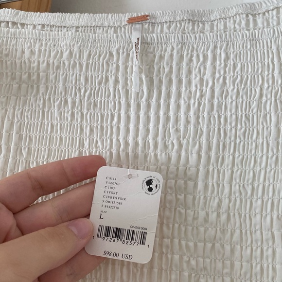 Free People Ivory Ceci Smocked Midi Dress - Picture 5 of 5